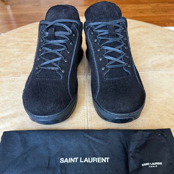 $795 Saint Laurent Men\'s Black Suede Jump Sneaker With Logo size 12 main image 6